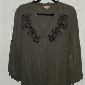 Democracy Embroidered, Beaded Blouse